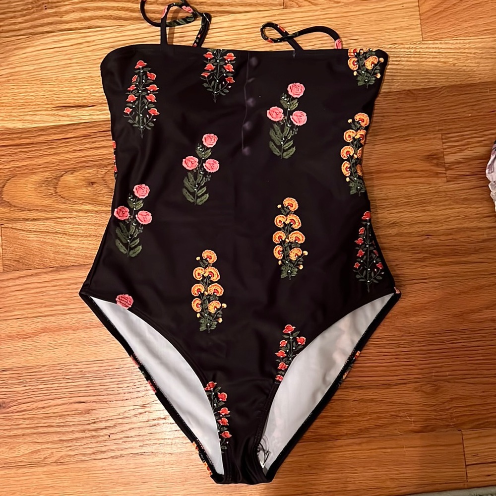 Black and floral one piece size S